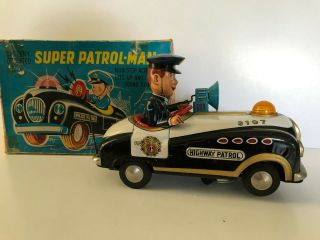 Vintage Rare Japan Modern Toys Tin Police Patrol Man B/o