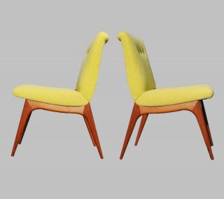 VLADIMIR KAGAN Att Dining Chairs Walnut Mid Century Modern,  Knoll Fabric 2