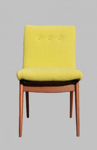 VLADIMIR KAGAN Att Dining Chairs Walnut Mid Century Modern,  Knoll Fabric 4