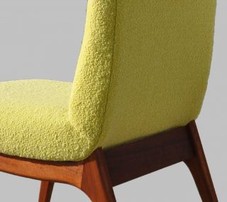 VLADIMIR KAGAN Att Dining Chairs Walnut Mid Century Modern,  Knoll Fabric 6