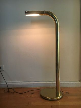 Vintage 1970s Brass Tubular Floor Lamp By Robert Sonneman Touch