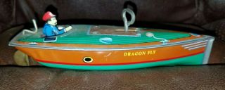 Vintage Tin Marx Dragonfly Boat Wind Up Toy 2