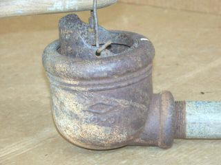 Antique Rustic Farm Hand Water Well Pump Conductor Cup & Pipe Old Windmill Decor 5