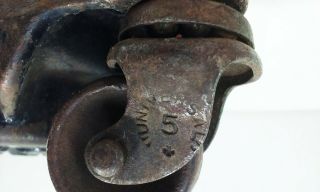 Vtg antique cast iron metal industrial Universal 3 wheel swivel casters 1 1/4 