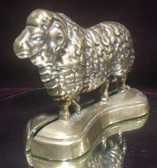 Antique Lg.  Brass Bronze Sheep/ram Bookends / Doorstops
