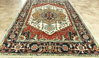 Hand - Knotted Pars Kurd Hariz Serapi Tribal Vintage Wool Rug Agra 4 