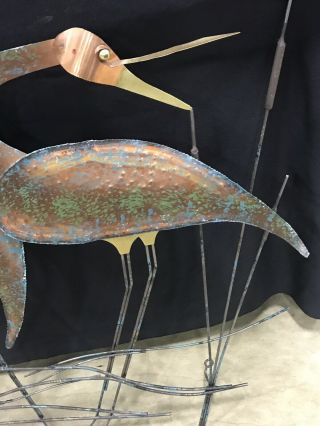 Mid Century Modern CURTIS JERE Wading HERONS & CATTAILS Wall Sculpture 2