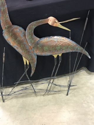 Mid Century Modern CURTIS JERE Wading HERONS & CATTAILS Wall Sculpture 3