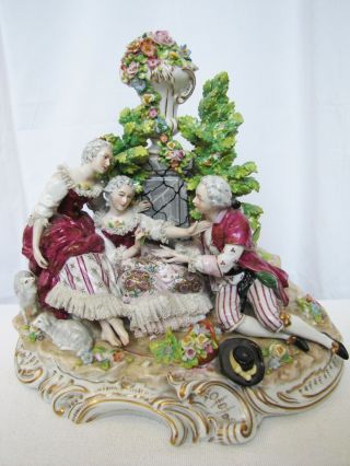 Antique German Large Porcelain Lace Figurine Statue.  12.  5” High.