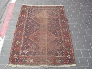 Antique Persian Shiraz Rug Carpet Wool Rare Hand Made 144x108 - Cm / 56.  6x42.  5 - Inc
