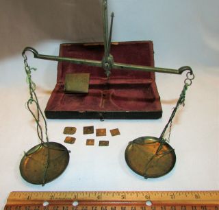 Antique Jewelry Gold Apothecary Pocket Scale with Weights in American Eagle Box 4