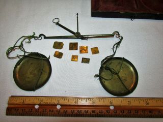 Antique Jewelry Gold Apothecary Pocket Scale with Weights in American Eagle Box 5