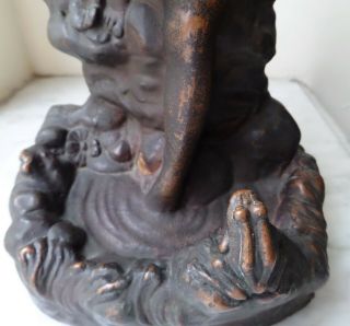 Antique KBW Kathodian Bronze Nude Lady Pond Frog Art Statue Bookend 1914 7
