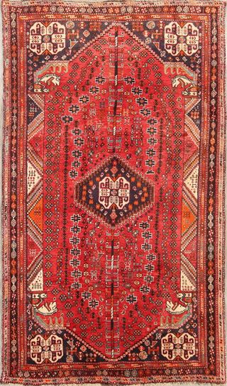 One - Of - Kind Vintage Geometric Tribal Kashkoli Persian Hand - Knotted 5x8 Area Rug