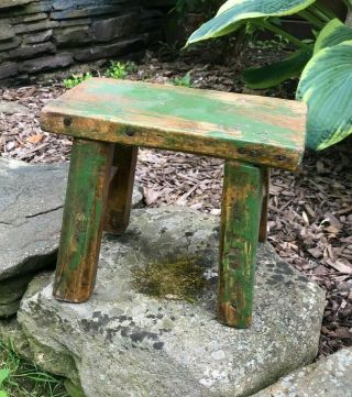 Vintage Primitive Milking Stool / Bench With Patina