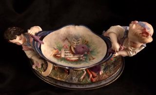 Antique French Limoges Henri Ardant Pircelain Figurine Bowl,  Rare 3