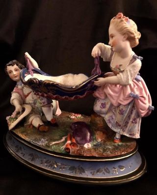 Antique French Limoges Henri Ardant Pircelain Figurine Bowl,  Rare 4