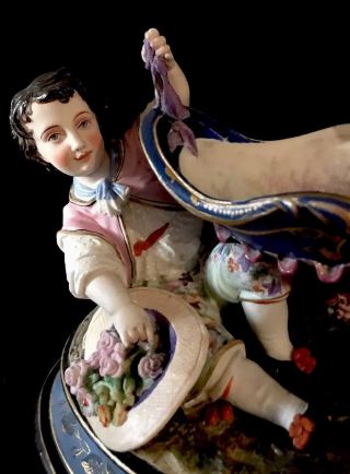 Antique French Limoges Henri Ardant Pircelain Figurine Bowl,  Rare 8