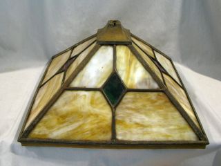 Antique ARTS & CRAFTS SLAG GLASS LAMP SHADE - 14 