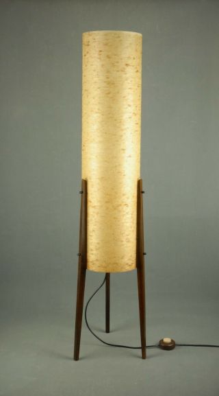 Mid Century Tripod Rocket Floor Lamp Teak Danish Modern 1950s Eames 60s 70s Era