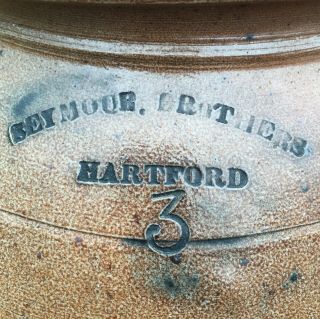 1866 - 1871 Seymour Brothers Hartford CT Cobalt Deco 3 Gal.  Stoneware Crock 2