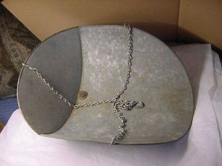 vintage chatillon hanging scale 20 pound capacity metal scoop pan with chains 8