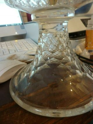 ANTIQUE cut glass oil lamp on a glass column base hinks burner 2