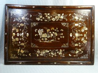Fine Antique Chinese Mother - Of - Pearl Inlaid Tray