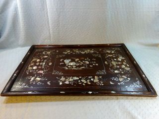 Fine Antique Chinese Mother - of - Pearl inlaid Tray 9
