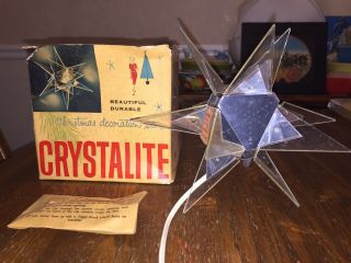Vintage Mcm 1962 Crystalite Star Lucite Lighted Christmas Tree Topper