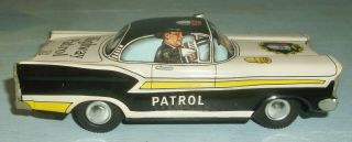 Vintage Tin Litho Highway Patrol Car Friction w/ Shooting Action 3