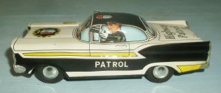 Vintage Tin Litho Highway Patrol Car Friction w/ Shooting Action 6