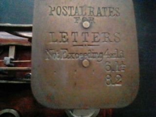 Antique Postal Scale for Letters,  with 1oz,  2 oz,  and 4 oz weights. 2