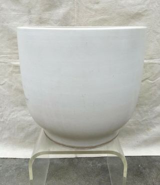 Huge Mid Century Gainey Pot Planter Matte White T - 19 Architectural Pottery Era