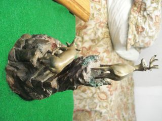 VINTAGE DAN PARKER 1994 BRONZE URN SCULPTURE STATUE DEER FAMILY 5