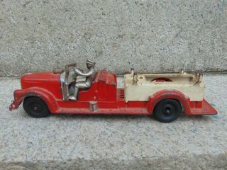 Vintage Hubley Cast Iron Firetruck 13 1/2 Inches