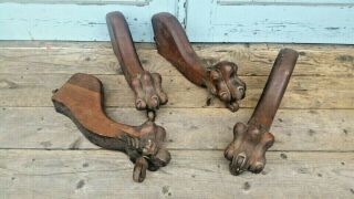 4 Oak Claw Foot Feet Table Legs Salvage Parts Architectural Form Old