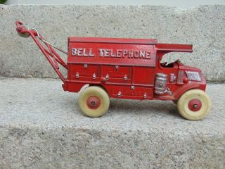 VINTAGE HUBLEY CAST IRON BELL TELEPHONE TRUCK 7