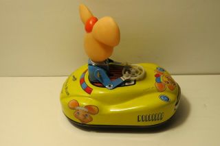 VTG Metal Wind Up Toy Topo Gigio The Italian Mouse Tin Bumper Car RARE 4