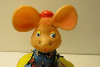 VTG Metal Wind Up Toy Topo Gigio The Italian Mouse Tin Bumper Car RARE 6