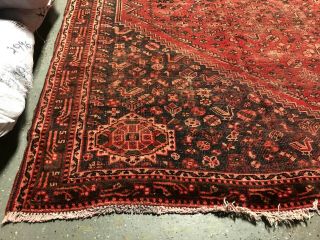 LARGE WORN VINTAGE ORIENTAL QASHGHAI 8 ' X11 ' Hand knotted 100 Wool Rug DS - 329 4