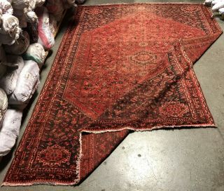 LARGE WORN VINTAGE ORIENTAL QASHGHAI 8 ' X11 ' Hand knotted 100 Wool Rug DS - 329 7