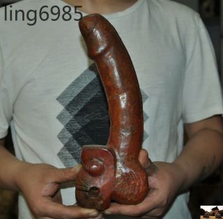 Chinese Hongshan Culture Old Jade Stone Carved Pig Dragon Male Genitals Statue