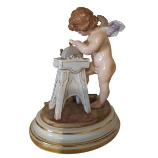 19 Ce.  Meissen Porcelain Figurine of Cupid Sharpening Arrow - マイセン - M145 3