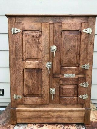 Antique Oak Ice Box Three Door Completly Refinished
