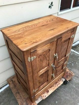 ANTIQUE OAK ICE BOX THREE DOOR COMPLETLY REFINISHED 3