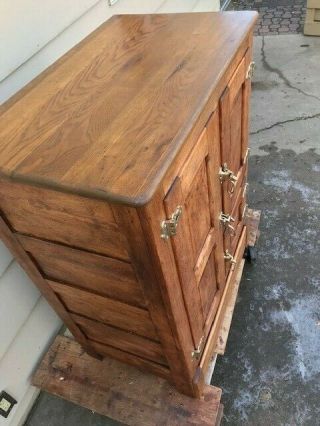 ANTIQUE OAK ICE BOX THREE DOOR COMPLETLY REFINISHED 4