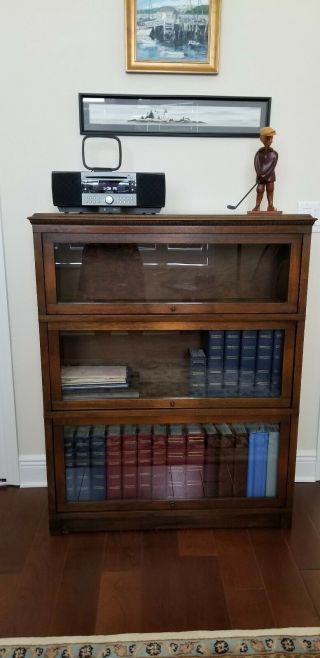 Globle - Wernicke Co.  3 Shelf Barrister Bookcase With Glass Doors