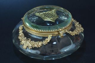 Antique Jewelry Box Casket Louis Xvi Style Glass And Brass Garlands Odf Flowers
