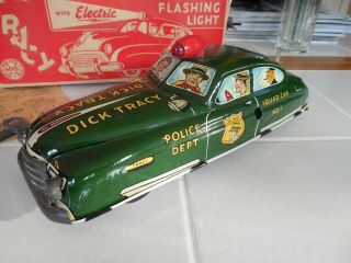 Marx Dick Tracy Siren Squad Car N.  O.  S.  W/ BOX & INSTRUCTIONS Near Tin 1940s 2